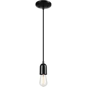 imageGlobe Electric 60846 1Light Plugin or Hardwire Pendant Lighting Dark Bronze Antique Brass Accent Socket Cage Shade 15Foot Black Fabric Cord inLine OnOff Switch Bulb Not IncludedBlack