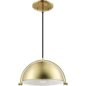 imageGlobe Electric 65773 1Light Pendant Black Matte Finish Brass Accents Half Opal Glass Shade Kitchen Island Caf Decorative Ceiling Hanging Light Fixture Modern Vintage Bulb Not IncludedDolores