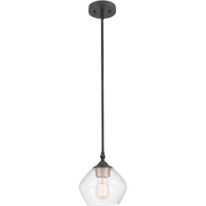 imageGlobe Electric Harrow 1Light Pendant Gold Accent Socket Shade 60312 596quot Matte Black with Clear Glass Bulb Not IncludedMatte Black  Harrow