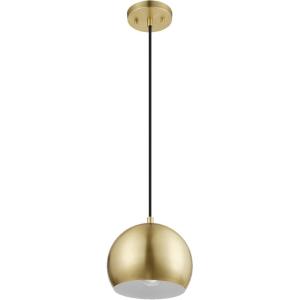 imageGlobe Electric Harrow 1Light Pendant Gold Accent Socket Shade 60312 596quot Matte Black with Clear Glass Bulb Not IncludedMatte Brass  Maya