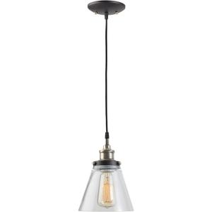 imageGlobe Jackson 1Light Pendant Antique Brass Bronze Accent Glass Shade64750Antique Brass