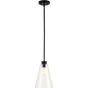 imageGlobe Jackson 1Light Pendant Antique Brass Bronze Accent Glass Shade64750Matte Black  Gizele