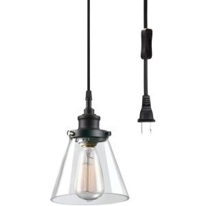 imageGlobe Jackson 1Light Pendant Antique Brass Bronze Accent Glass Shade64750Matte Black  Jackson