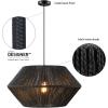 imageGlobe Electric 44759 1Light Outdoor Plugin Pendant Light Black Woven Fabric Shade Matte Black Designer Black Fabric Hanging Cord Kitchen Island Cafe Ceiling Light Bulb Not IncludedTerra  Black