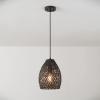 imageGlobe Electric 44759 1Light Outdoor Plugin Pendant Light Black Woven Fabric Shade Matte Black Designer Black Fabric Hanging Cord Kitchen Island Cafe Ceiling Light Bulb Not IncludedKora