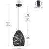 imageGlobe Electric 44759 1Light Outdoor Plugin Pendant Light Black Woven Fabric Shade Matte Black Designer Black Fabric Hanging Cord Kitchen Island Cafe Ceiling Light Bulb Not IncludedKora