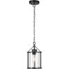 imageGlobe Electric 44773 1Light Outdoor Pendant Matte Black Clear Glass Shade E26 Base Socket Kitchen Island Caf Ceiling Hanging Light Fixture Modern Vintage Porch Light Bulb Not IncludedBlack  Outdoor