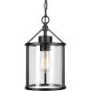 imageGlobe Electric 44773 1Light Outdoor Pendant Matte Black Clear Glass Shade E26 Base Socket Kitchen Island Caf Ceiling Hanging Light Fixture Modern Vintage Porch Light Bulb Not IncludedBlack  Outdoor