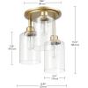 imageGlobe Electric 61418 3Light SemiFlush Mount Ceiling Light Brushed Steel Clear Glass Shades Ceiling Light Fixture Light Fixtures Ceiling Mount E26 Socket Porch Light Bulb Not IncludedMatte Gold