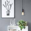 imageGlobe Electric 64906 1Light Pendant Matte Black Black Woven Fabric Cord E26 Base Socket Kitchen Island Caf Decorative Ceiling Hanging Light Fixture Modern Vintage Bulb Not Included