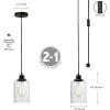 imageGlobe Electric Sutton 1Light Pendant Lighting Matte Black Smoke Glass Shade Bulb Not IncludedAnnecy 2 in 1