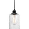 imageGlobe Electric Sutton 1Light Pendant Lighting Matte Black Smoke Glass Shade Bulb Not IncludedAnnecy 2 in 1