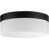 imageGlobe Electric 44663 Ray 185W LED Integrated Outdoor Indoor Flush Mount Ceiling Light Matte Black Faux Wood Accent 800 Lumens 3000 KelvinBlack  Mark