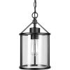 imageGlobe Electric 44773 1Light Outdoor Pendant Matte Black Clear Glass Shade E26 Base Socket Kitchen Island Caf Ceiling Hanging Light Fixture Modern Vintage Porch Light Bulb Not IncludedBlack  Outdoor