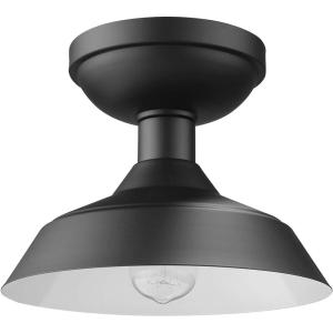 imageGlobe Electric 44663 Ray 185W LED Integrated Outdoor Indoor Flush Mount Ceiling Light Matte Black Faux Wood Accent 800 Lumens 3000 KelvinBlack  Kurt