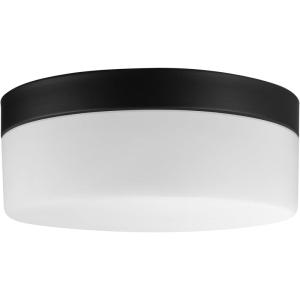 imageGlobe Electric 44663 Ray 185W LED Integrated Outdoor Indoor Flush Mount Ceiling Light Matte Black Faux Wood Accent 800 Lumens 3000 KelvinBlack  Mark