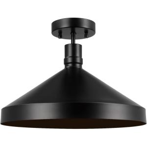 imageGlobe Electric 44663 Ray 185W LED Integrated Outdoor Indoor Flush Mount Ceiling Light Matte Black Faux Wood Accent 800 Lumens 3000 KelvinBlack  Violet