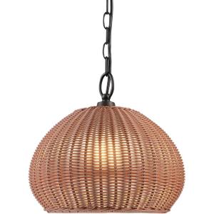 imageGlobe Electric 44759 1Light Outdoor Plugin Pendant Light Black Woven Fabric Shade Matte Black Designer Black Fabric Hanging Cord Kitchen Island Cafe Ceiling Light Bulb Not IncludedSalvador