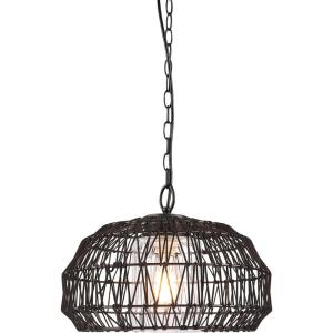 imageGlobe Electric 44759 1Light Outdoor Plugin Pendant Light Black Woven Fabric Shade Matte Black Designer Black Fabric Hanging Cord Kitchen Island Cafe Ceiling Light Bulb Not IncludedDiego Black