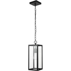 imageGlobe Electric 44773 1Light Outdoor Pendant Matte Black Clear Glass Shade E26 Base Socket Kitchen Island Caf Ceiling Hanging Light Fixture Modern Vintage Porch Light Bulb Not IncludedMatte Black  Bowery