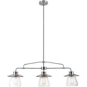 imageGlobe Electric 60467 Nate 3 Brushed Steel Pendant Light with Clear Glass Shades