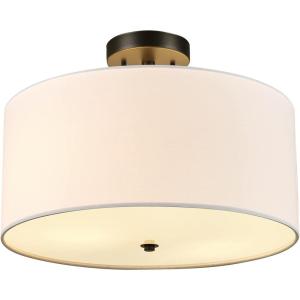 imageGlobe Electric 60998 2Light Flush Mount Ceiling Light Matte Brass White Linen Shade Kitchen Lights Bathroom Home Essentials Bedroom Closet Light Lighting Fixtures Dining RoomDark Bronze  Fabric Shade