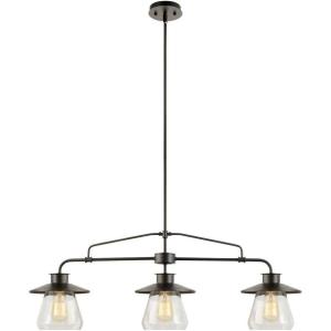 imageGlobe Electric 64845 Nate 3Light Pendant Oil Rubbed Bronze Clear Glass Shades Bulb Not Included