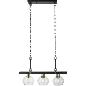 imageGlobe Electric Harrow 3 Linear Pendant Lighting with Gold Accent Sockets Shades 60873 Matte Black with Clear Glass Bulb Not IncludedMatte Black with Clear Glass