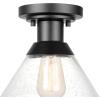 imageGlobe Electric 44301 Charlie 1Light OutdoorIndoor SemiFlush Mount Ceiling Light Oil Rubbed Bronze Clear Seeded Glass Shade Bulb Not IncludedBlack  Outdoor