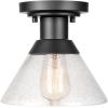 imageGlobe Electric 44301 Charlie 1Light OutdoorIndoor SemiFlush Mount Ceiling Light Oil Rubbed Bronze Clear Seeded Glass Shade Bulb Not IncludedBlack  Outdoor