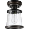 imageGlobe Electric 44301 Charlie 1Light OutdoorIndoor SemiFlush Mount Ceiling Light Oil Rubbed Bronze Clear Seeded Glass Shade Bulb Not IncludedBronze  Charlie