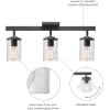 imageGlobe Electric 59798 25quot 3Light Track Lighting Wood Toned Matte Black Accents Clear Glass Shades Kitchen Bathroom Home Essentials Ceiling Light Dorm Dining Room HallwayMatte Black  Seeded Glass