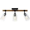 imageGlobe Electric 59798 25quot 3Light Track Lighting Wood Toned Matte Black Accents Clear Glass Shades Kitchen Bathroom Home Essentials Ceiling Light Dorm Dining Room HallwayFaux Wood