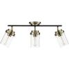 imageGlobe Electric 59798 25quot 3Light Track Lighting Wood Toned Matte Black Accents Clear Glass Shades Kitchen Bathroom Home Essentials Ceiling Light Dorm Dining Room HallwayAntique Brass  Black