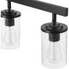 imageGlobe Electric 59798 25quot 3Light Track Lighting Wood Toned Matte Black Accents Clear Glass Shades Kitchen Bathroom Home Essentials Ceiling Light Dorm Dining Room HallwayMatte Black  Seeded Glass