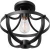 imageGlobe Electric 64846 1Light SemiFlush Mount Ceiling Light Oil Rubbed Bronze Clear Glass Shade Ceiling Light Fixture Bedroom Lights for Ceiling Dining Light Fixture Bulb Not IncludedMatte Black