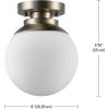 imageGlobe Electric 65792 Portland 1Light SemiFlush Mount Ceiling Light Brass Satin Finish Matte Opal White Glass ShadeBrass  Opal