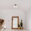 imageGlobe Electric 65792 Portland 1Light SemiFlush Mount Ceiling Light Brass Satin Finish Matte Opal White Glass ShadeBrass  Opal