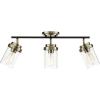 imageGlobe Electric 59798 25quot 3Light Track Lighting Wood Toned Matte Black Accents Clear Glass Shades Kitchen Bathroom Home Essentials Ceiling Light Dorm Dining Room HallwayAntique Brass  Black