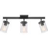 imageGlobe Electric 59798 25quot 3Light Track Lighting Wood Toned Matte Black Accents Clear Glass Shades Kitchen Bathroom Home Essentials Ceiling Light Dorm Dining Room HallwayMatte Black  Seeded Glass