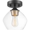 imageGlobe Electric 60333 Harrow Light SemiFlush Mount Matte Black with Clear Glass Shade 91 Bulb Not Included