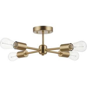 imageGlobe Electric 4Light Matte Brass Flush Mount Dining Light Fixture E26 Bulb Ceiling Bedroom Light Bulb Not Included