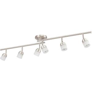 imageGlobe Electric 59355 Kearney 6Light Foldable Track Lighting Brushed Nickel Finish White Glass ShadesBrushed Nickle  Spence