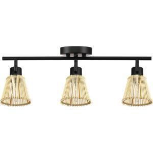 imageGlobe Electric 59629 Jackson 3 Track Lighting Dark Bronze Antique Brass AccentsBlack  Bamboo