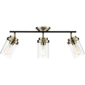 imageGlobe Electric 59798 25quot 3Light Track Lighting Wood Toned Matte Black Accents Clear Glass Shades Kitchen Bathroom Home Essentials Ceiling Light Dorm Dining Room HallwayAntique Brass  Black