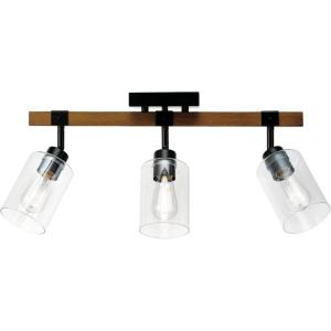 imageGlobe Electric 59798 25quot 3Light Track Lighting Wood Toned Matte Black Accents Clear Glass Shades Kitchen Bathroom Home Essentials Ceiling Light Dorm Dining Room HallwayFaux Wood