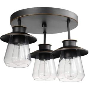 imageGlobe Electric 60981 Sedona Faux Wood Accents Clear Glass Shades Matte Black Bulb Not IncludedOilRubbed Bronze