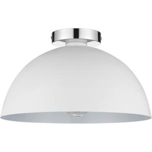 imageGlobe Electric 65792 Portland 1Light SemiFlush Mount Ceiling Light Brass Satin Finish Matte Opal White Glass ShadeMatte White