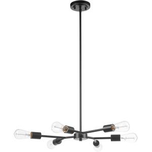 imageGlobe Electric Tetra 6Light Chandelier Matte Black Adjustable Hanging HeightTetra Black