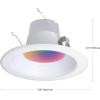 imageGlobe Electric 50079 WiFi Smart 5quot6quot LED Retrofit Recessed Light No Hub Required Voice Activated 11 Watts Multicolor Changing RBG Tunable White 2000K  5000K 700 Lumens E26 Adaptor Included